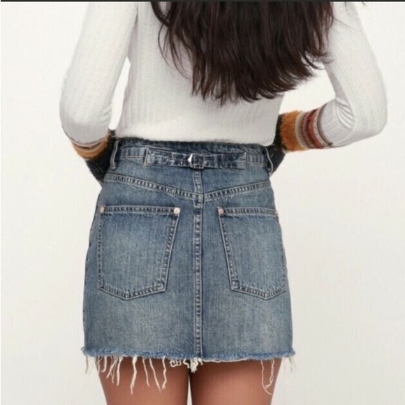Free People Rugged A-Line Denim Skirt - Picture 2 of 8
